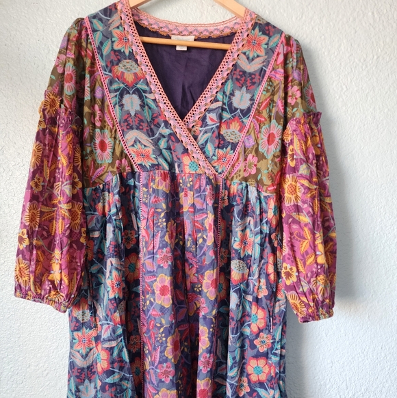 Sundance Bohemian Multicolor Floral Long Sleeve Dress - Picture 3 of 16